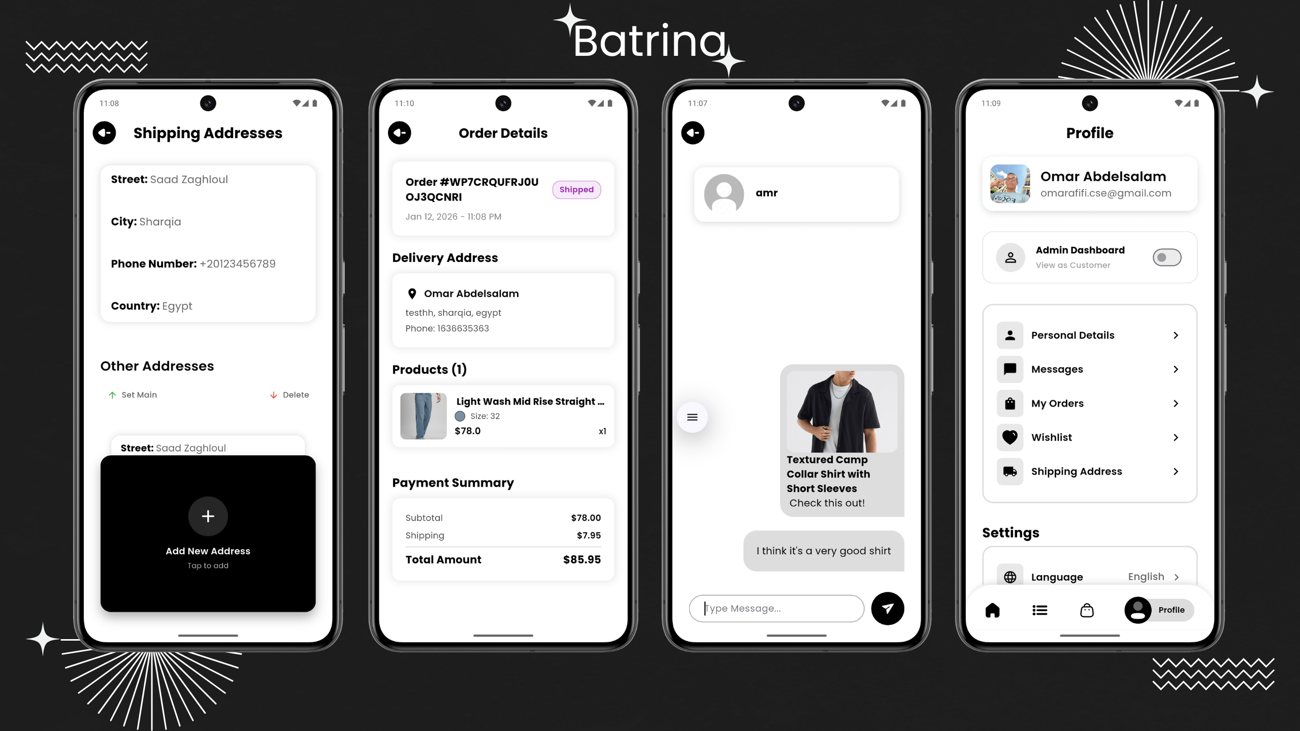 User Profile Orders Light